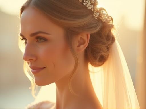 Mariée avec une coiffure élégante réalisée par Salon Éclat